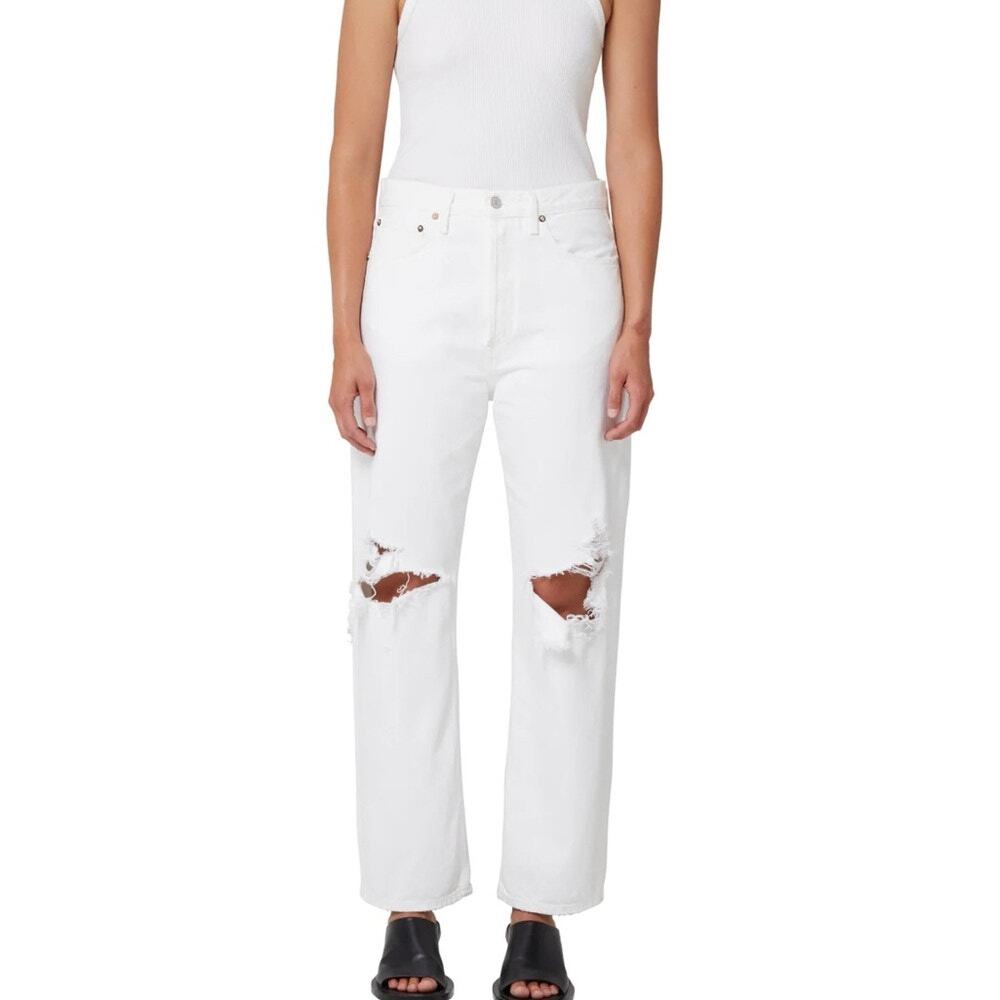 AGOLDE 90s Jean White Distressed Organic Cotton Denim Size 25